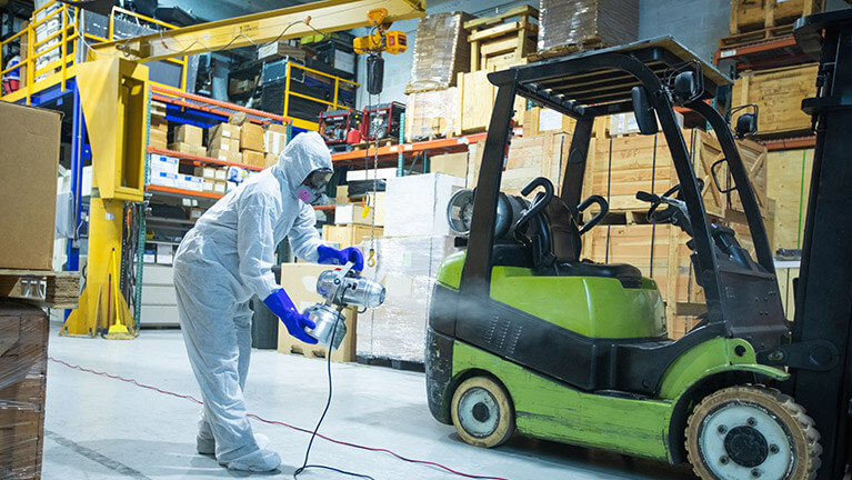 Worker sanitizing equipment
